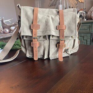 Sechunk Vintage Military-Style Canvas Messenger  13" Lap-Top Bag